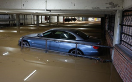 flooded car park. Failed pumps